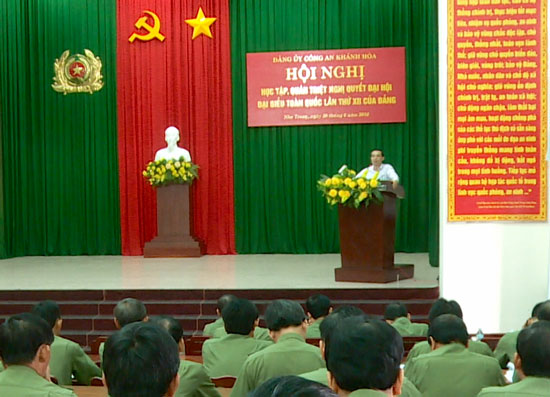 Đảng ủy Công an tỉnh Khánh Hòa tổ chức Học tập, quán triệt Nghị quyết Đại hội đại biểu toàn quốc lần thứ XII của Đảng cho cán bộ, đảng viên trong toàn Đảng bộ  