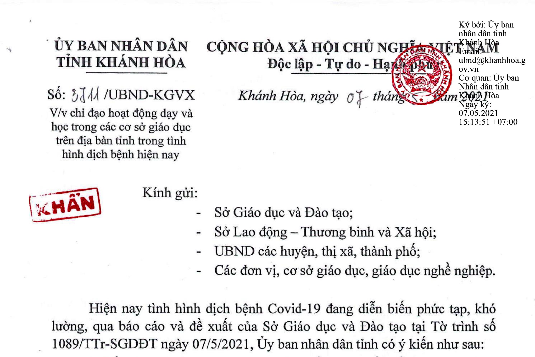 Khánh Hòa: Học sinh tạm dừng đến trường chậm nhất từ ngày 12-5