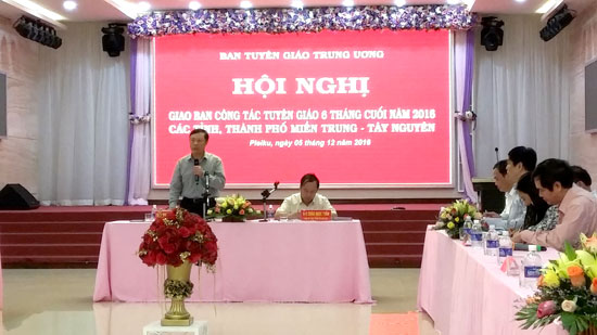 Hội nghị giao ban Ban Tuyên giáo các tỉnh ủy, thành ủy khu vực Miền Trung – Tây Nguyên 6 tháng cuối năm 2016