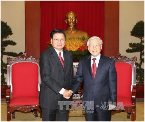 Tổng Bí thư Nguyễn Phú Trọng tiếp Thủ tướng Lào Thongloun Sisoulith