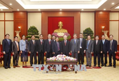 Tổng Bí thư Nguyễn Phú Trọng tiếp Đoàn đại biểu Quốc hội Lào