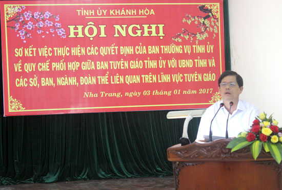 Sơ kết việc thực hiện các quyết định của Ban Thường vụ Tỉnh ủy về quy chế phối hợp giữa Ban Tuyên giáo Tỉnh ủy với UBND tỉnh và các sở, ban, ngành, đoàn thể liên quan trên lĩnh vực tuyên giáo