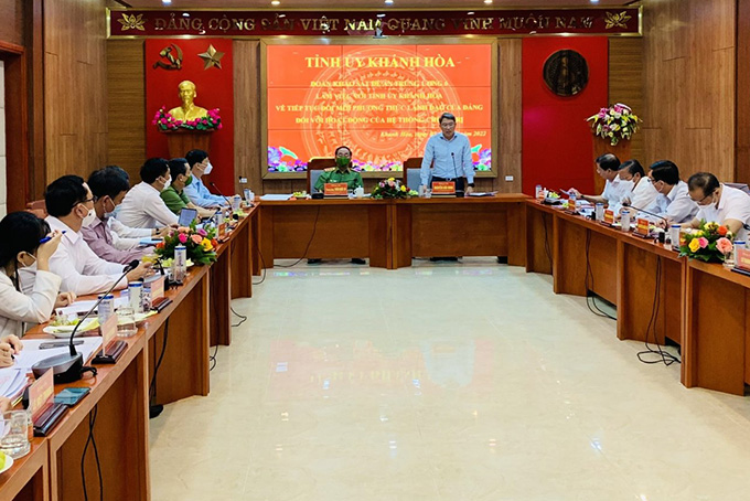 Làm việc với Ban Thường vụ Tỉnh ủy về tổng kết 15 năm thực hiện Nghị quyết Trung ương 5 (khóa X)