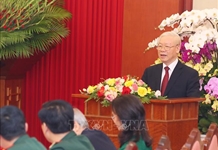 Tổng Bí thư Nguyễn Phú Trọng gặp mặt các đại biểu thanh niên Quân đội
