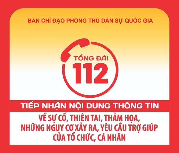 Tổng đài 112: Tiếp nhận thông tin về sự cố, thiên tai, thảm họa, tình huống nguy cấp cần trợ giúp