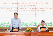 Đại tướng Lương Tam Quang - Ủy viên Bộ Chính trị, Bộ trưởng Bộ Công an làm việc với Ban Thường vụ Tỉnh ủy Khánh Hòa