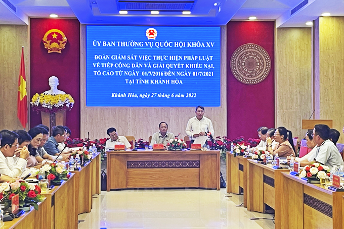 Đoàn giám sát của Ủy ban Thường vụ Quốc hội: Giám sát công tác tiếp công dân, giải quyết khiếu nại, tố cáo tại Khánh Hòa