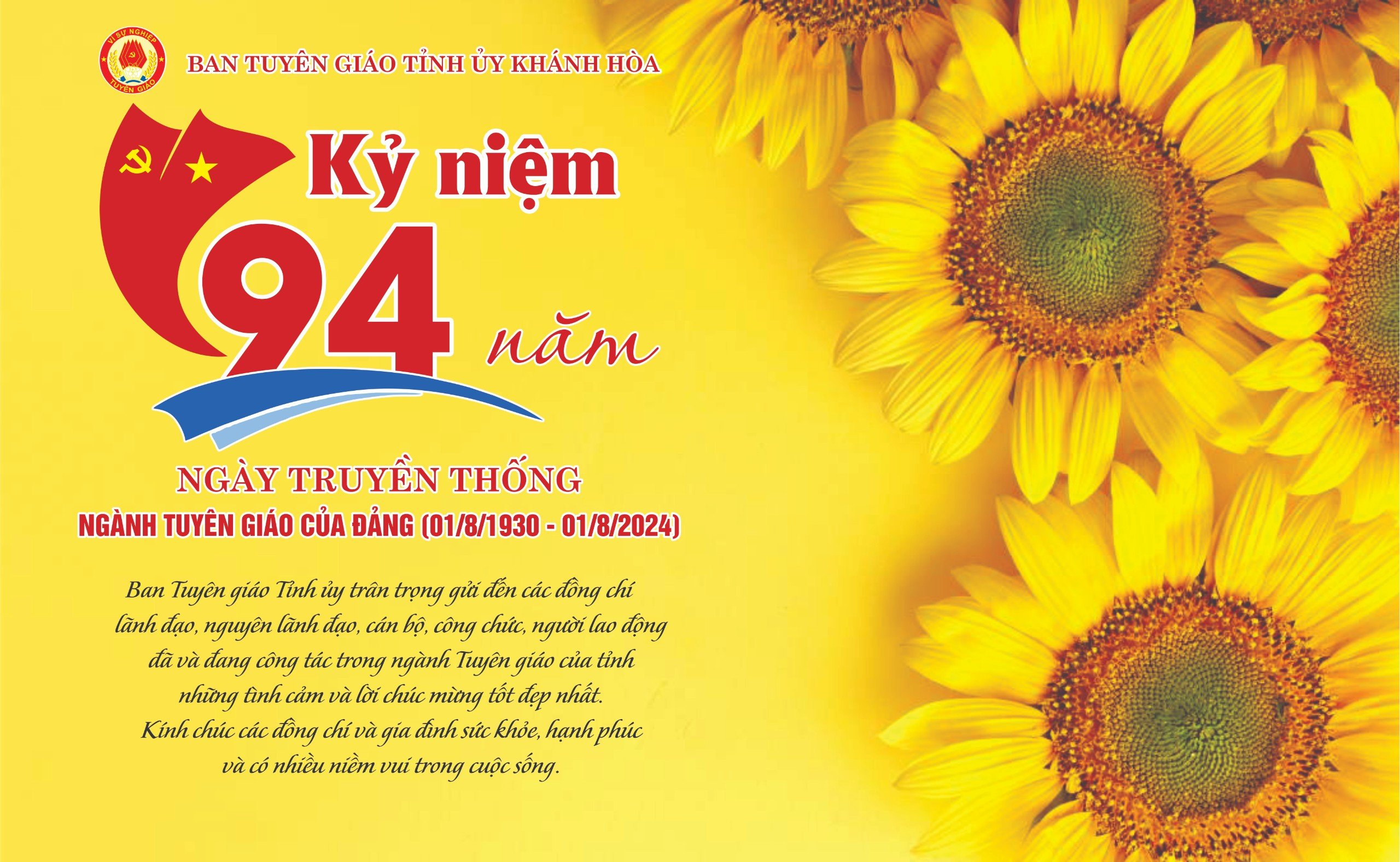 KỶ NIỆM 94 NĂM NGÀY TRUYỀN THỐNG NGÀNH TUYÊN GIÁO CỦA ĐẢNG (1-8-1930 - 1-8-2024)